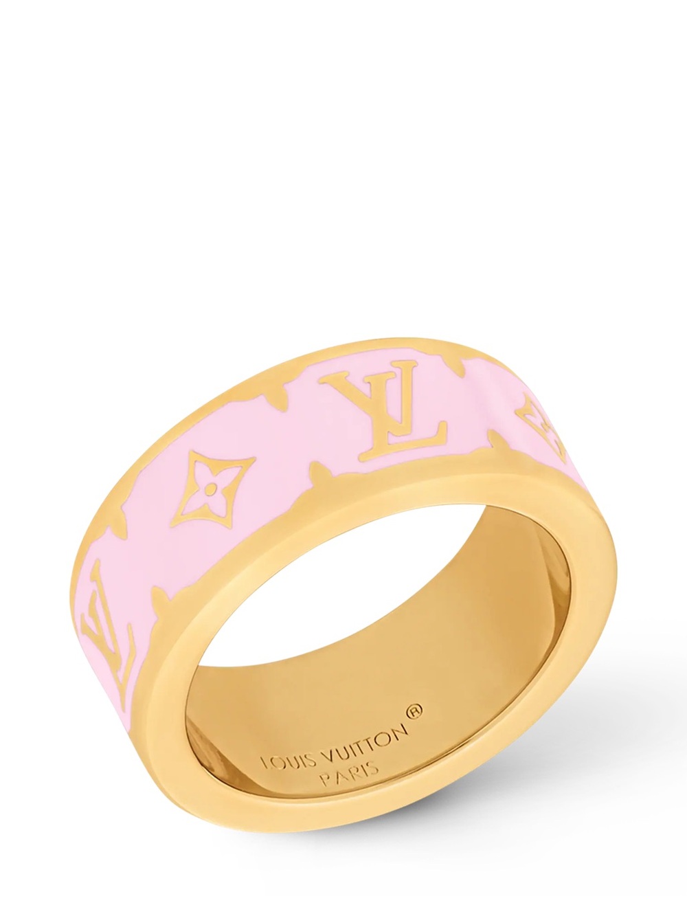 Louis Vuitton Gold-tone Ring with Pink Enamel Monogram